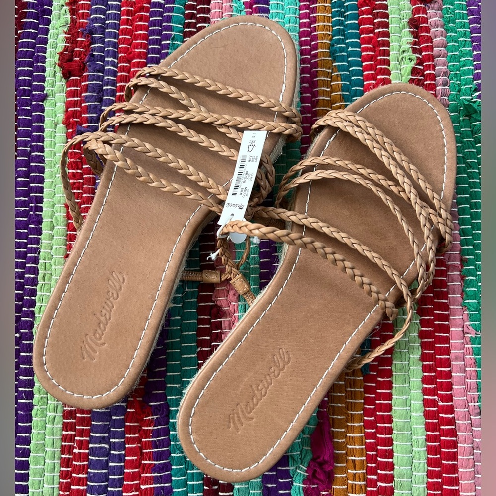 Madewell Bobbi Espadrille Tan Leather Strappy Sandal NWT
